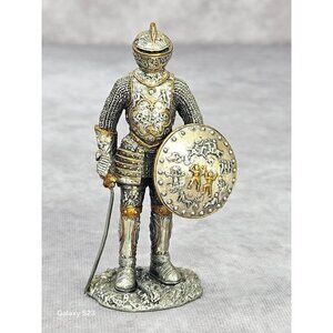 Rare Italy Veronese 2006 Pewter Warrior Knight Statue Figurine w/Sword Shield